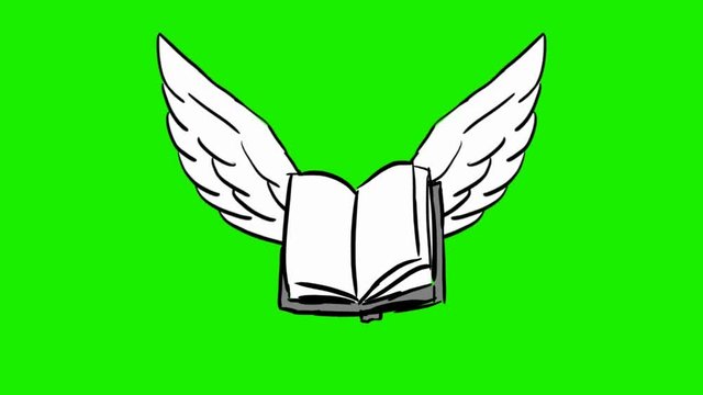 book - 2d animated wings - green screen
