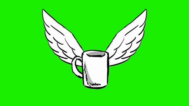 mug - 2d animated wings - green screen