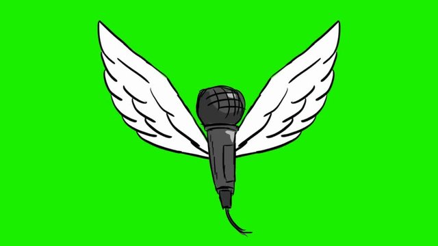 microphone - 2d animated wings - green screen