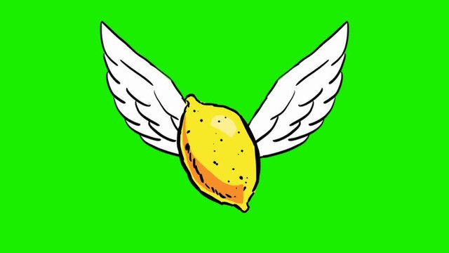 lemon - 2d animated wings - green screen