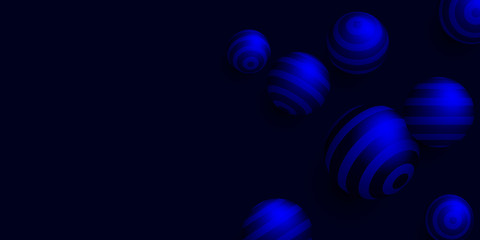 Black background with blue striped 3d balls.