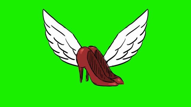 shoes - 2d animated wings - green screen