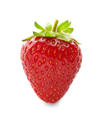 Ripe red strawberry on white background