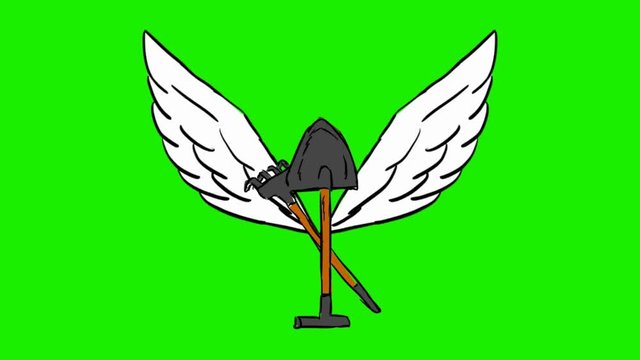 tools - 2d animated wings - green screen