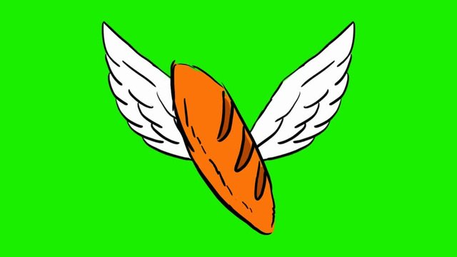bread - 2d animated wings - green screen