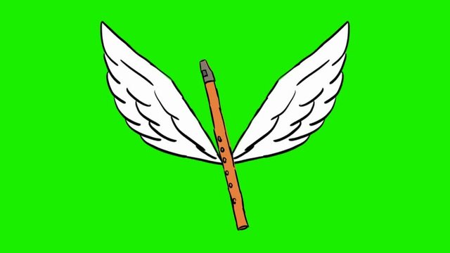 flute - 2d animated wings - green screen