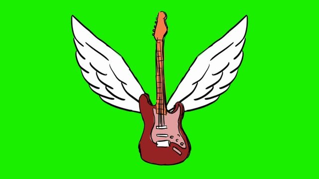 guitar - 2d animated wings - green screen