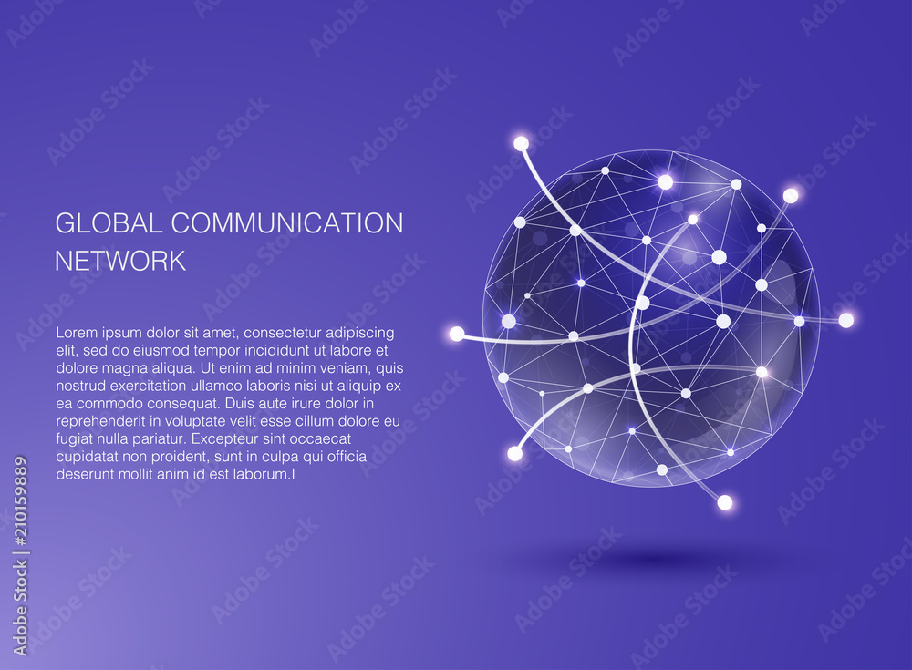 Poster global communication network. flat design illustration for web sites infographic. communication syst