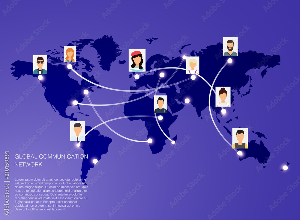Poster social network vector concept. flat design illustration for web sites infographic. communication sys