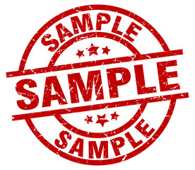 sample round red grunge stamp