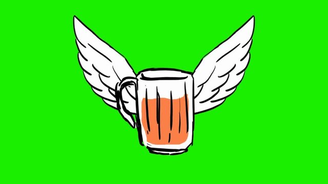 beer - 2d animated wings - green screen