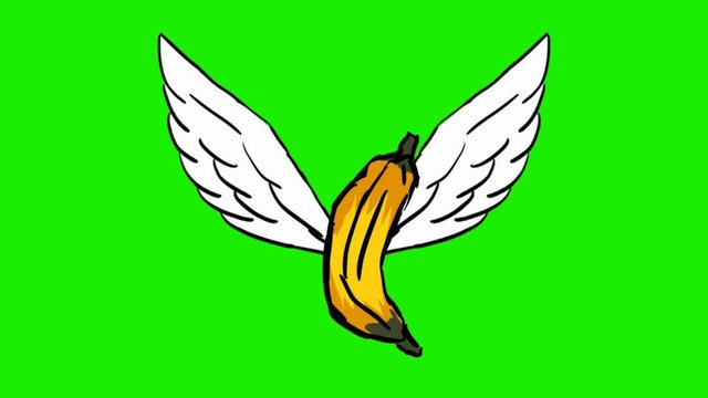 banana - 2d animated wings - green screen