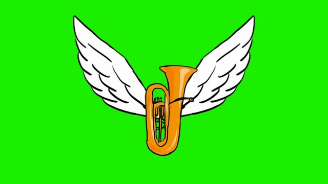 Horn - 2d animated wings - green screen
