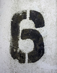 Written Wording in Distressed State Typography Found Number Six 6