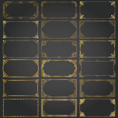 Fototapeta premium Decorative rectangle frames and borders set vector gold
