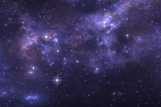 Starry night sky space background with nebula