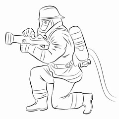 Fototapeta premium illustration of a fireman, vector draw