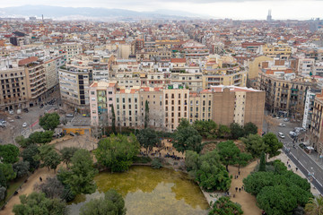 サグラダ・ファミリアの生誕のファザードから見るバルセロナ市街風景