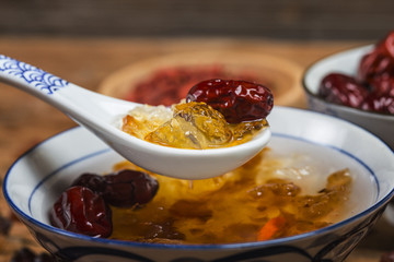 Peach gum and tremella soup