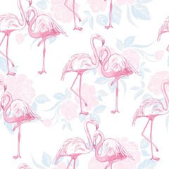seamless flamingo pattern vector illustration