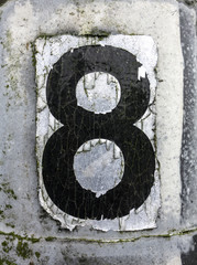 Obraz na płótnie Canvas Written Wording in Distressed State Typography Found Number Eight 8