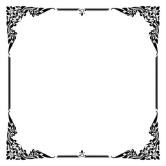 Decorative frame and border, Square frame, Black and white, Thai pattern, Vector illustration