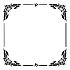 Decorative frame and border, Square frame, Black and white, Thai pattern, Vector illustration