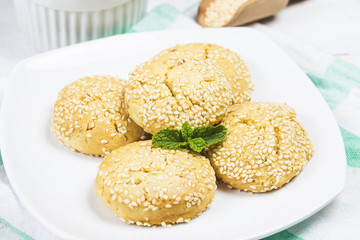 Homemade cookies with sesame seeds