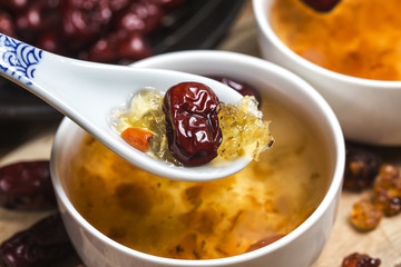 Peach gum and tremella soup