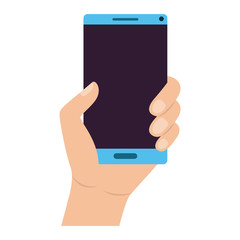 hand with smartphone device vector illustration design