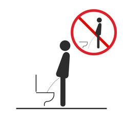WC Toilet hygiene. Sign and symbol of toilet rules.
