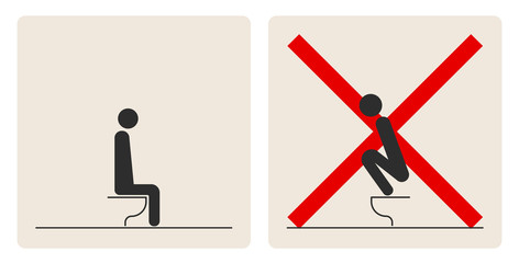 WC Toilet hygiene. Prohibition to do in the toilet.