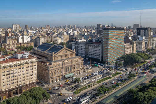 Aerial view of 9 de Julio Avenue - Buenos Aires, Argentina