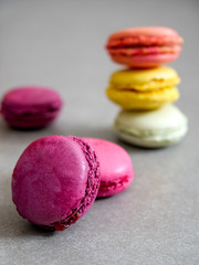 colorful macaroons, almond cookies, pastel colors, vintage card, with place to add text