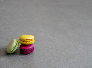 colorful macaroons, almond cookies, pastel colors, vintage card, with place to add text