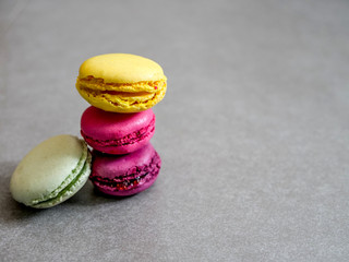 colorful macaroons, almond cookies, pastel colors, vintage card, with place to add text