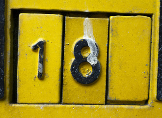 Written Wording in Distressed State Typography Found Number Eighteen