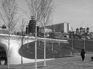 Zaryadye Park, black and white photography, Moscow