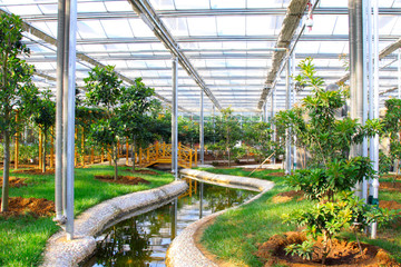 interior architectural landscape in a botanical garden