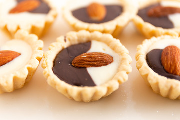 Selective focus dessert white background
