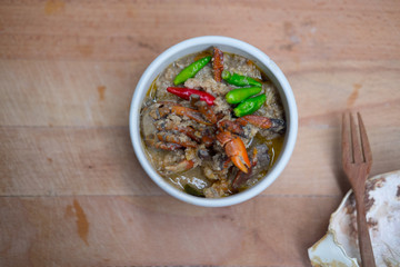 Minced shrimp and pork in coconut milk, Thai food