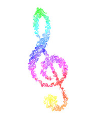 Music Note in Pulsing Smeared Rainbow Colors- Fire Design 