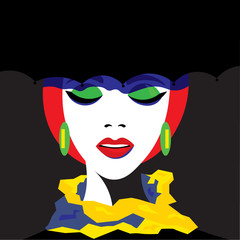 Girl in hat in pop art style. Vector graphics.