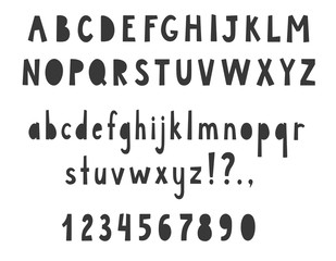 Scandinavian font with uppercase and lowercase letters. Vector illustration.