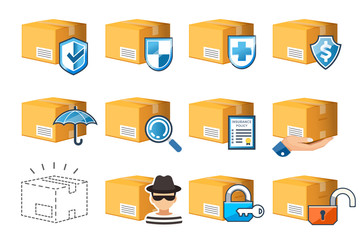 The Insurance of parcel for standard delivery service symbol concept. Product protection to moving.