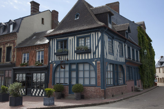 2018-06-12 Normandy France.  traditional house  in medieval village of Beaumont en Auge in Normandy France