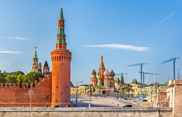 Fototapeta premium The Kremlin and the Saint Basil Cathedral in Moscow, Russia