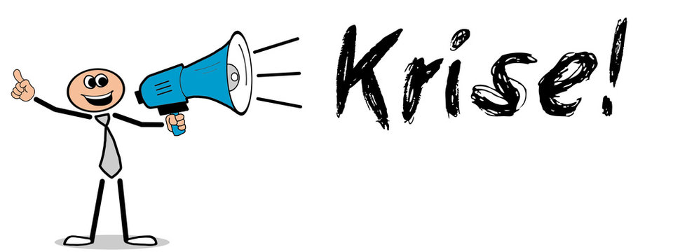 Krise! Mann mit Megafon