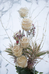 Frozen roses bouquet