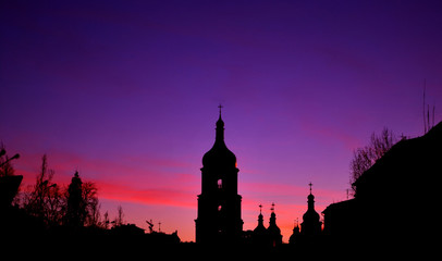 Silhouette of Saint Sophia's cathedral in Kiev.